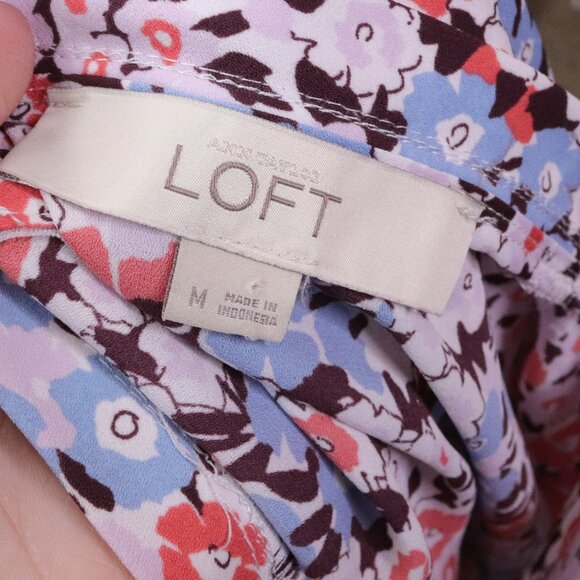 LOFT | Short Sleeve Floral Chiffon Top Medium - Picture 5 of 7